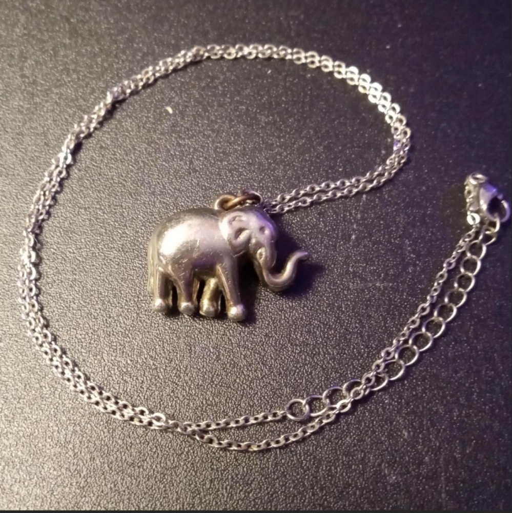Silver Stainless Steel Elephant Necklace